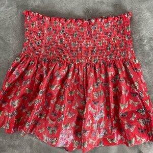 QUEEN OF SPARKLES Red Butterfly Print Mini Shorts